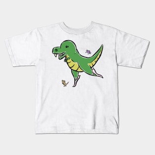 Tyrannosaurus Dinosaur Dino Ballerina Dance Cartoon Cute Character Kids T-Shirt